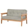 Yoonnie room Double Seater Kid Sofa Chair, Kid Couch with Solid Wood Arm and Linen Pattern PVC for Kids Rest (Light Grey) view 1