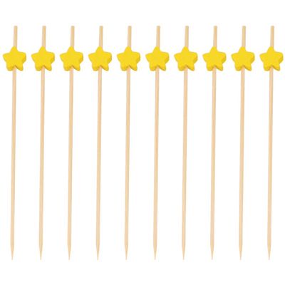 100pcs Star Design Fruit Picks for Cocktails Appetizers and Drinks Disposable Food Sticks for Parties Weddings and Celebrations Yellow