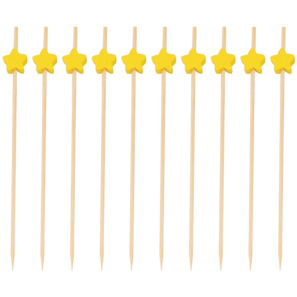 100pcs Star Design Fruit Picks for Cocktails Appetizers and Drinks Disposable Food Sticks for Parties Weddings and Celebrations Yellow