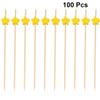 100pcs Star Design Fruit Picks for Cocktails Appetizers and Drinks Disposable Food Sticks for Parties Weddings and Celebrations Yellow view 2