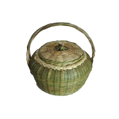 Egg Basket, Portable Storage Weave Hamper With Lid Handle, Picnic Basket For Fruit Bread (Size : B)
