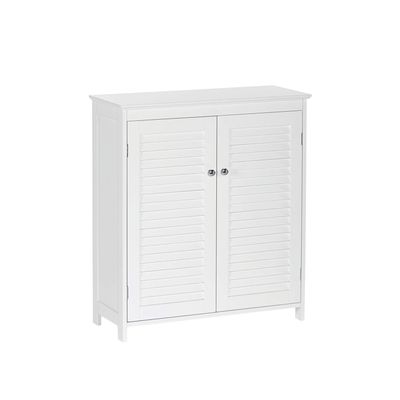 RiverRidge Ellsworth Two-Door Floor Cabinet for Bathroom - Freestanding with Adjustable Shelves and Shutter Design Doors Bathroom or Entryway Storage Solution