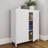 RiverRidge Ellsworth Two-Door Floor Cabinet for Bathroom - Freestanding with Adjustable Shelves and Shutter Design Doors Bathroom or Entryway Storage Solution view 2