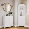 RiverRidge Ellsworth Two-Door Floor Cabinet for Bathroom - Freestanding with Adjustable Shelves and Shutter Design Doors Bathroom or Entryway Storage Solution view 4