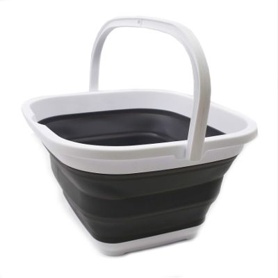 SAMMART 11L (2.9 Gallon) Collapsible Rectangular Handy Bucket (1, White/Grey)