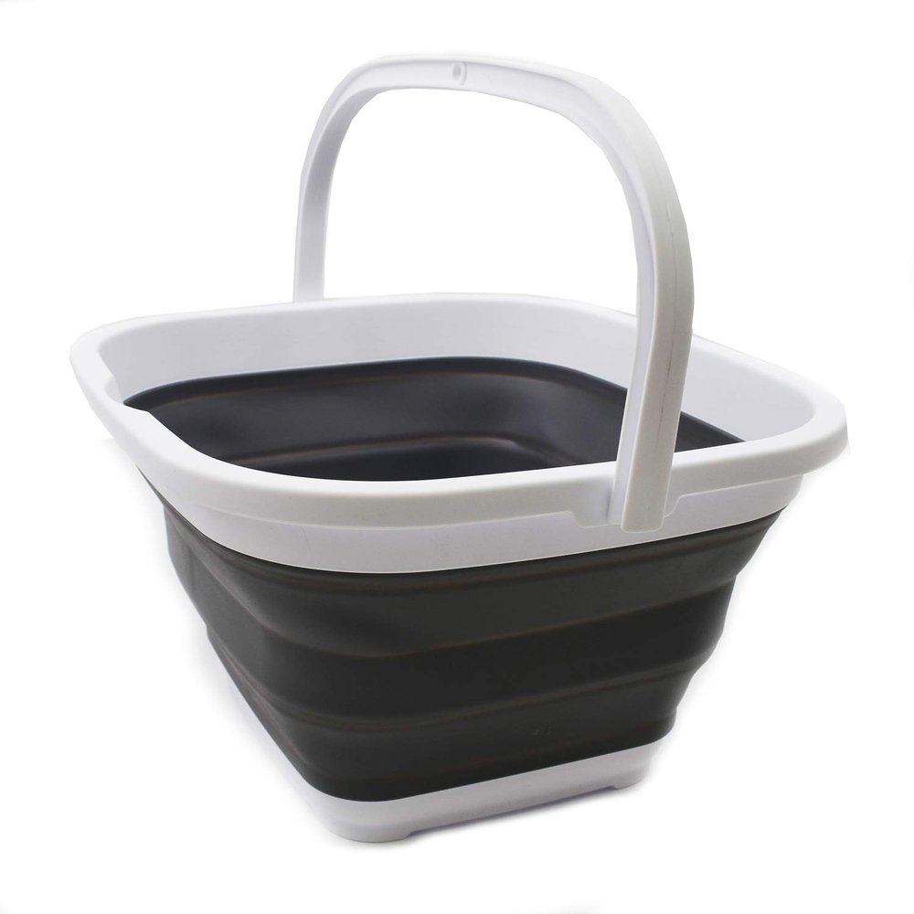 SAMMART 11L (2.9 Gallon) Collapsible Rectangular Handy Bucket (1, White/Grey)