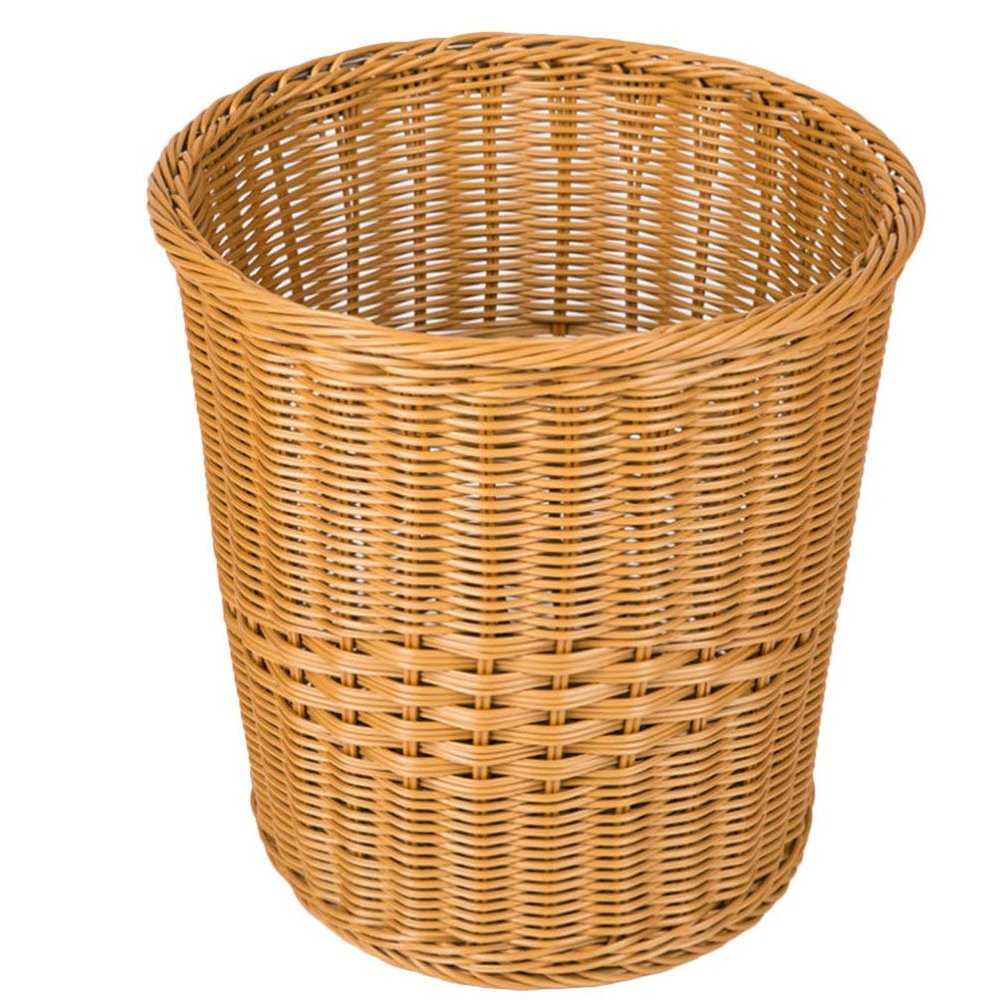 Cabilock 1pc Round Imitation Rattan Laundry Basket Large Dirty Clothes Storage Container for Boy Girl Toy Organizer Bathroom Bedroom Use Khaki