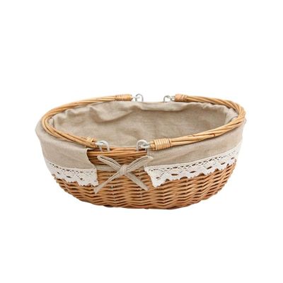 Egg Basket, Retro Country Storage Rattan Weave Hamper For Picnic Food Fruit Bread (Color : B)