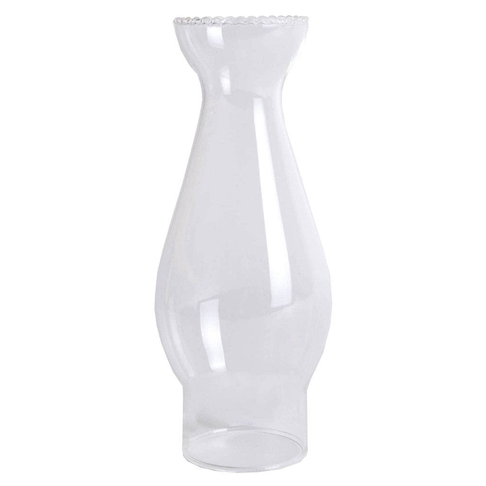 Clear Glass Lamp Chimney, Replacement Hurricane Globe Measures 2 Inch Diameter Base x 6 3/4 Inches High for Oil or Kerosene Lanterns, Crimp Top