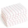 Liliane Collection Bulk Wholesale Carton of 300 Glass Towels - 16" x 27" 100% Cotton Kitchen Towels - Dish Towels in White with Red Stripes - No Streaks or Spots on Glasses, Flutes, Wine Glasses view 1