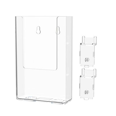 Marketing Holders 12 Pack Slat Wall 4" Wide Brochure Holder Display Literature Printed Material Surfaces Periodical Maps Menu Pocket Brochure Mount Pamphlet Z Fold Trifold Display Rack