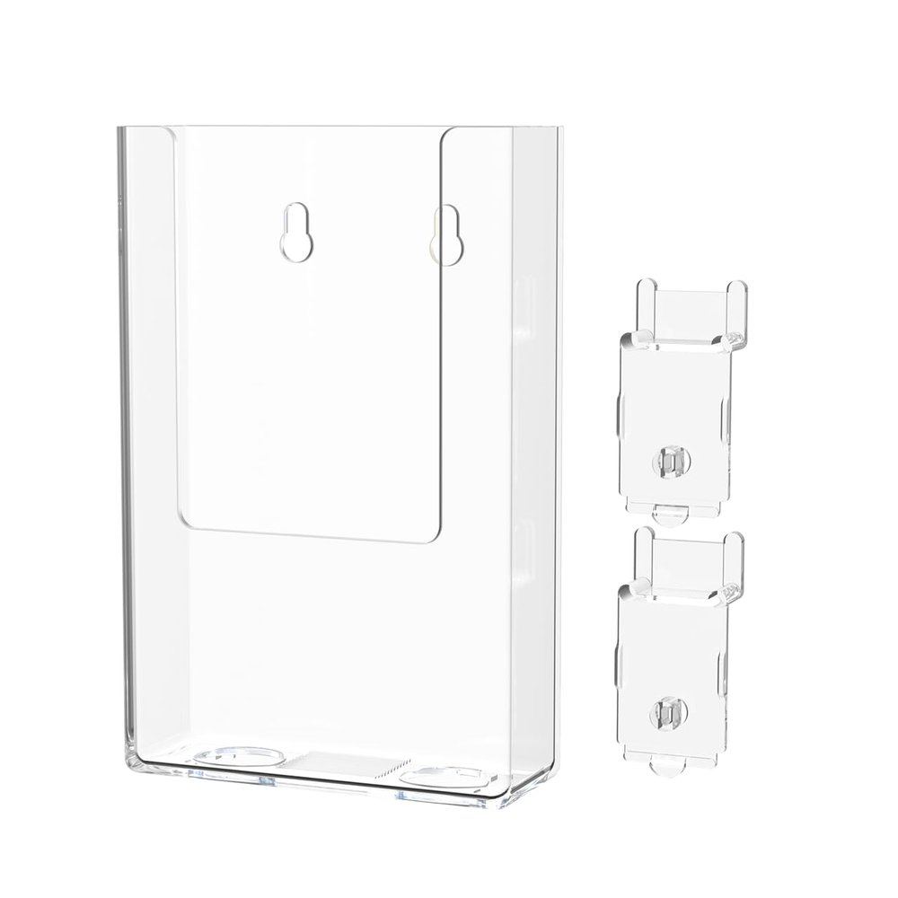 Marketing Holders 12 Pack Slat Wall 4" Wide Brochure Holder Display Literature Printed Material Surfaces Periodical Maps Menu Pocket Brochure Mount Pamphlet Z Fold Trifold Display Rack