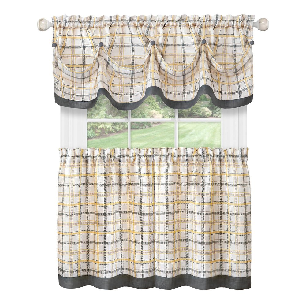 ACHIM Soft Valance Curtains, 58 x 14 in, Grey, Light Filtering