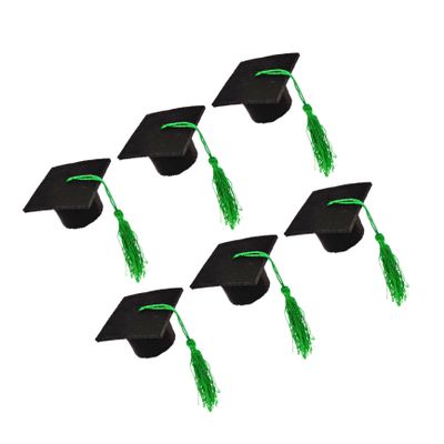 6pcs Mini Graduation Caps with Tassel Doctoral Hat Shaped Wine Bottle Covers Grad Cap Decoration Ornaments for Graduation Party Favors (Green Tassel)