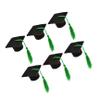 6pcs Mini Graduation Caps with Tassel Doctoral Hat Shaped Wine Bottle Covers Grad Cap Decoration Ornaments for Graduation Party Favors (Green Tassel) view 1