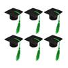 6pcs Mini Graduation Caps with Tassel Doctoral Hat Shaped Wine Bottle Covers Grad Cap Decoration Ornaments for Graduation Party Favors (Green Tassel) view 3