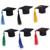 6pcs Mini Graduation Caps with Tassel Doctoral Hat Shaped Wine Bottle Covers Grad Cap Decoration Ornaments for Graduation Party Favors (Green Tassel) view 4