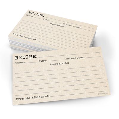 321Done Recipe Cards - Set of 50, Double-Sided Thick 3x5 Modern Kraft Recipe Cards, Typewriter Design for Bridal Shower & Wedding Gift, Made in USA
