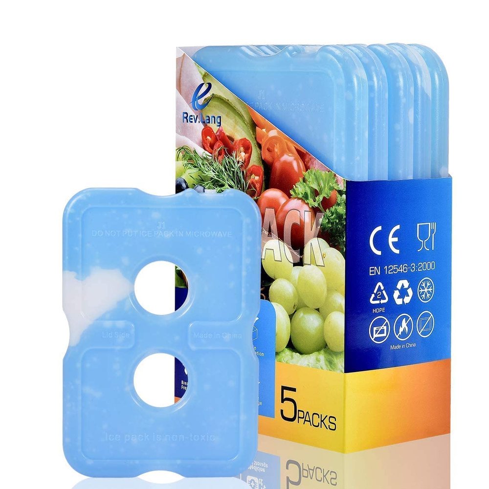 5 Pack Slim Ice Pack Brick Reusable Long Lasting Cold Thin Freezer Packs Cooler Accessories for Lunch Boxes Bag, Beach, Camping & Fishing