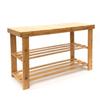 690GRAND Entryway Shoe Rack Bench Bamboo with 3 Tier Storage Organizer Shelf and Holds up to 265lbs for Entry Front Door Bedroom Bathroom Cubby view 1