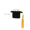 6pcs Mini Graduation Caps with Tassel Doctoral Hat Shaped Wine Bottle Covers Grad Cap Decoration Ornaments for Graduation Party Favors (Yellow Tassel) view 2