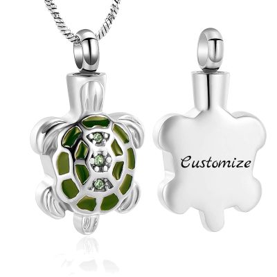 Cremation Jewelry for Ashes Turtle Cremation Urn Pendant Necklace for Ashes Keepsake Holder Memorial Jewelry (Customize)