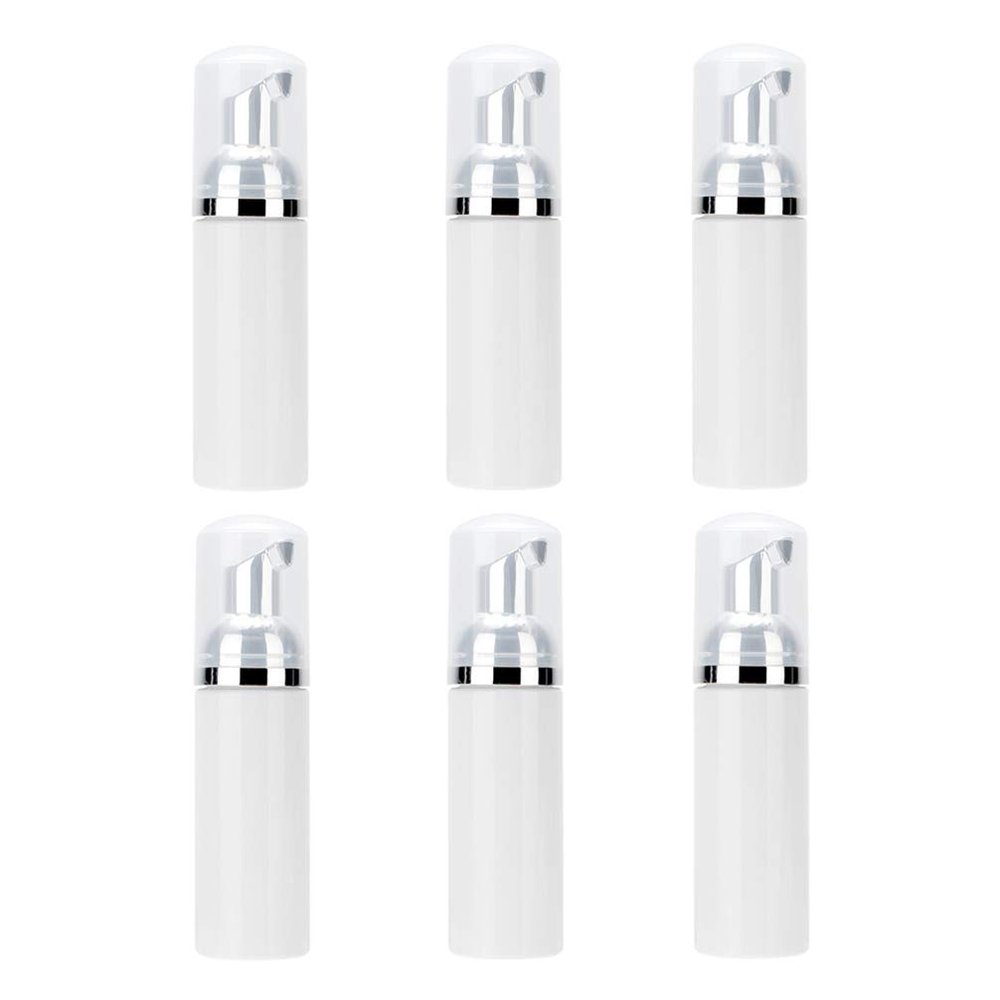 Beaupretty 6pcs Foaming Pump Bottle White Pet Dispenser Silver Pump Head for Home Travel and Bathroom Use for Soap Shampoo Wash