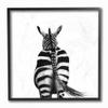 Stupell Industries Zebra Butt Behind White Minimal Drawing, Designed by Victoria Borges Wall Art, 12 x 12, Black Framed view 1