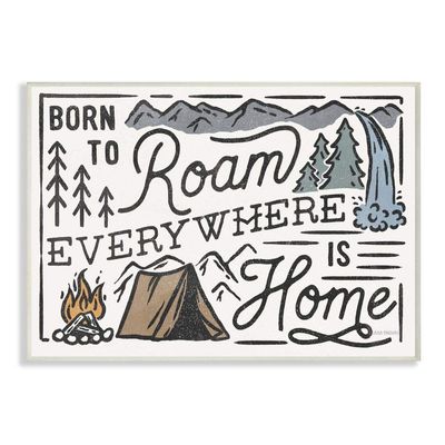 Stupell Industries Born to Roam Everywhere Camping Forest Nature Words