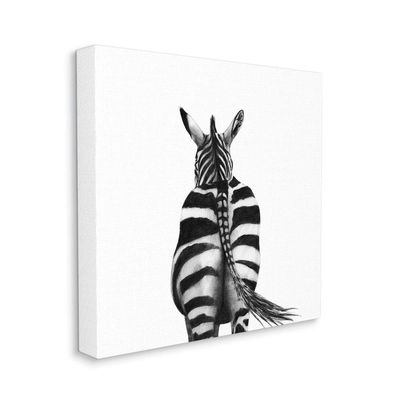 Stupell Industries Zebra Butt Behind Black White Minimal Drawing