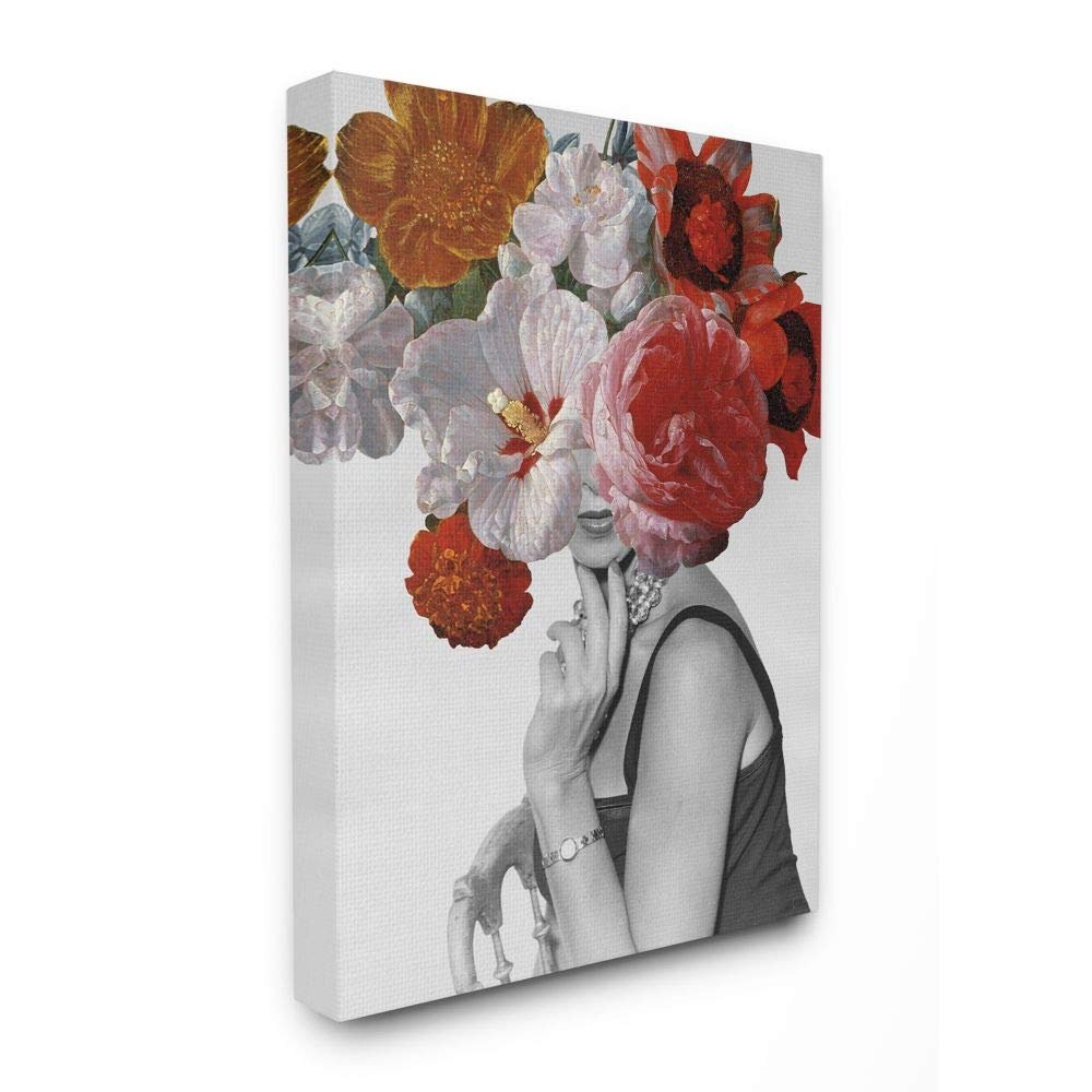 Stupell Industries Vintage Female Sitting Fashion Flower Spring Bloom Collage