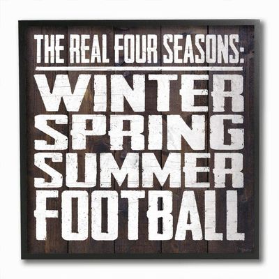 Stupell Industries The Real Seasons with Football Quote Masculine Sports Words, Designed by Gigi Louise Wall Art, 12 x 12, Black Framed