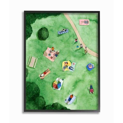 Stupell Industries Kid's Summer Park Activities Friends Watercolor Painting, Designed by Grace Popp Wall Art, 16 x 20, Black Framed