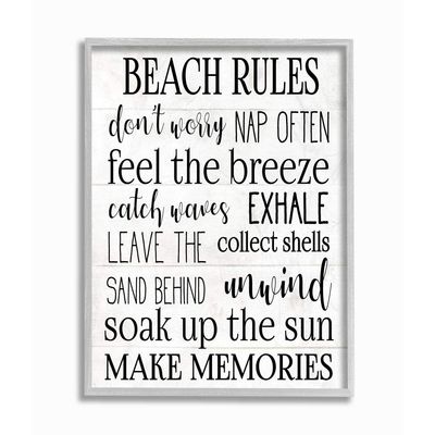 Stupell Industries Beach House Rules Relaxing Activities Black White List
