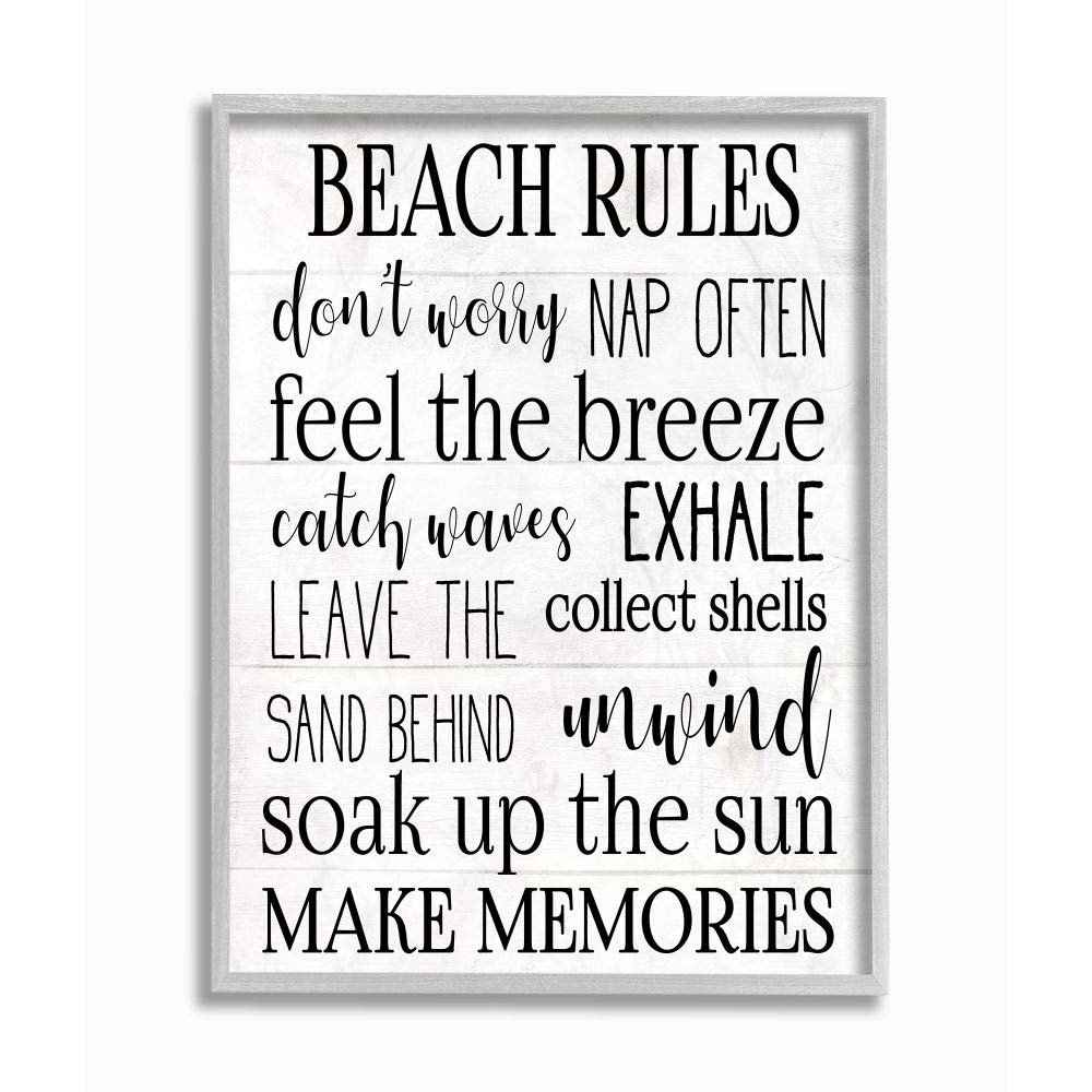Stupell Industries Beach House Rules Relaxing Activities Black White List