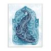 Stupell Industries Arabesque Peacock Jungle Vines Bird White Blue Watercolor view 1