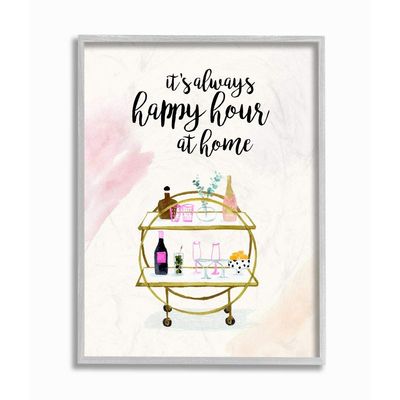 Stupell Industries Happy Hour Text Tray Drinks Watercolor Glam Phrase
