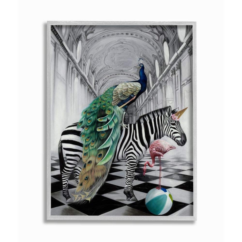 Stupell Industries Safari Animals in Classic Architecture Funny Zebra Birds