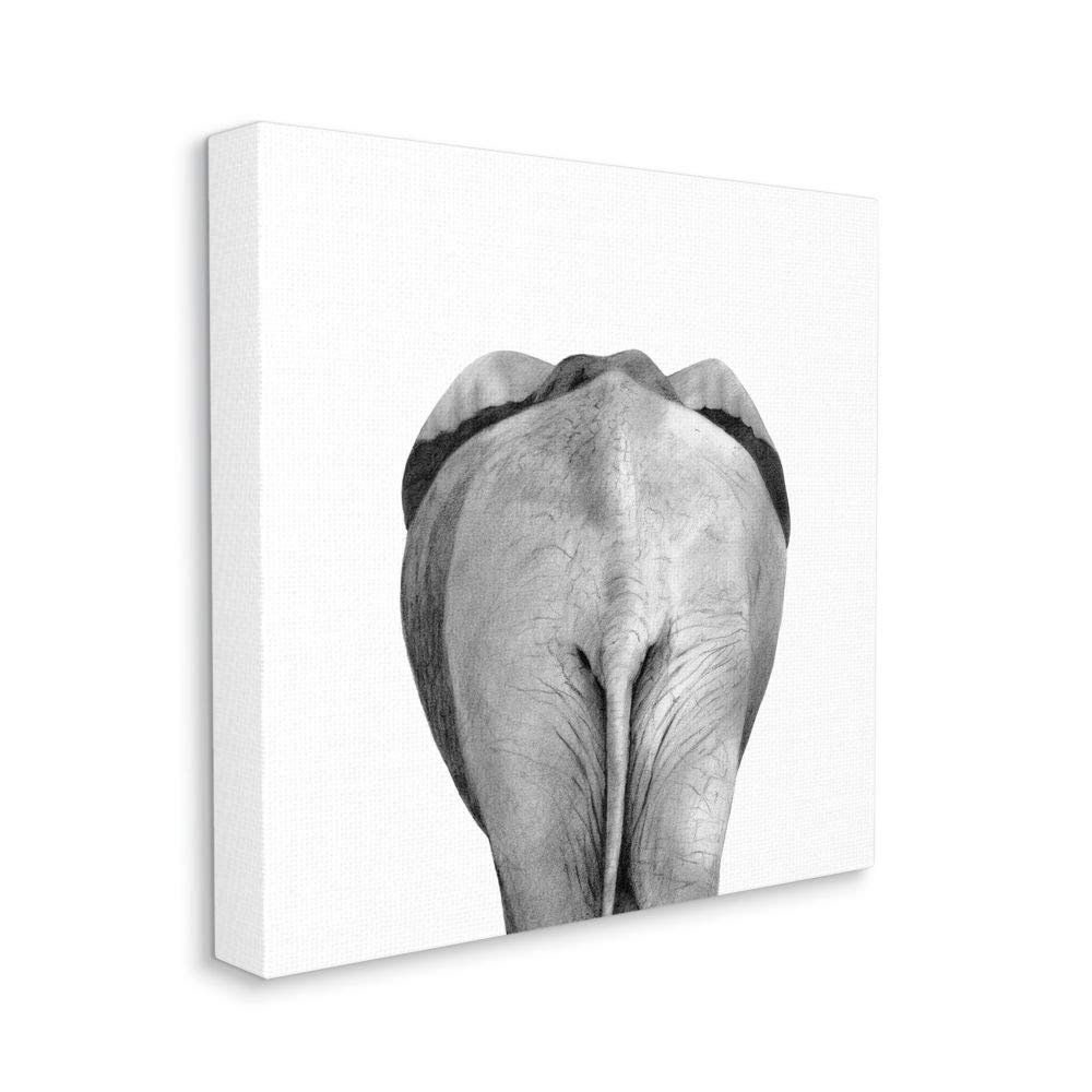 Stupell Industries Grey Elephant Butt Minimal Black White Drawing