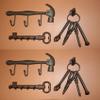 Handyman Basics Antique Style Tools Decor, Cast Iron Hammer Wall Hooks, Skeleton Key Hooks Rack, Ring of Tools, Bundle of 8 view 1