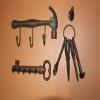 Handyman Basics Antique Style Tools Decor, Cast Iron Hammer Wall Hooks, Skeleton Key Hooks Rack, Ring of Tools, Bundle of 8 view 2