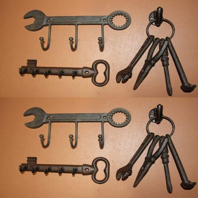 Southern Metal Toolmans Special Antique Style Tools Decor, Cast Iron Wall Hooks, Bundle of 8
