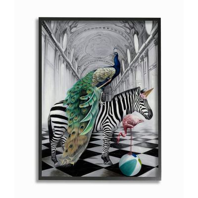 Stupell Industries Safari Animals in Classic Architecture Funny Zebra Birds