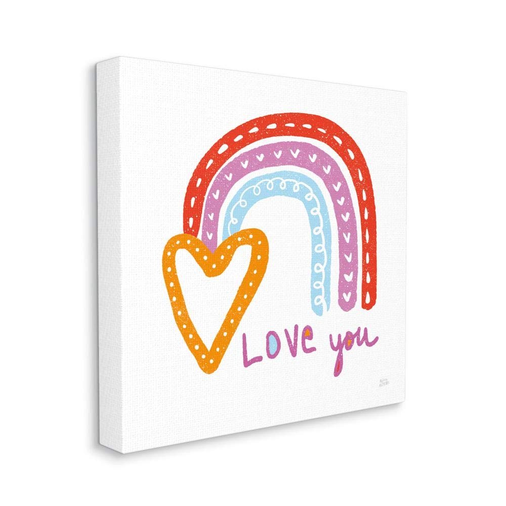 Stupell Industries Love You Rainbow Hearts Children's Blue Word Design