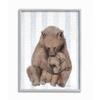 Charming Family Bear and Baby Cub Blue Stripe Nursery Illustration view 1