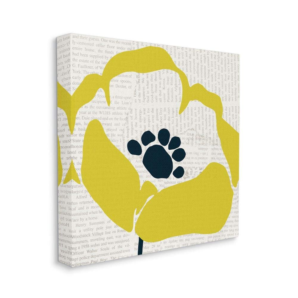 Stupell Industries Yellow Flower Pop Floral Collage Newsprint Design, Designed by Wild Apple Portfolio Wall Art, 30 x 30, Canvas