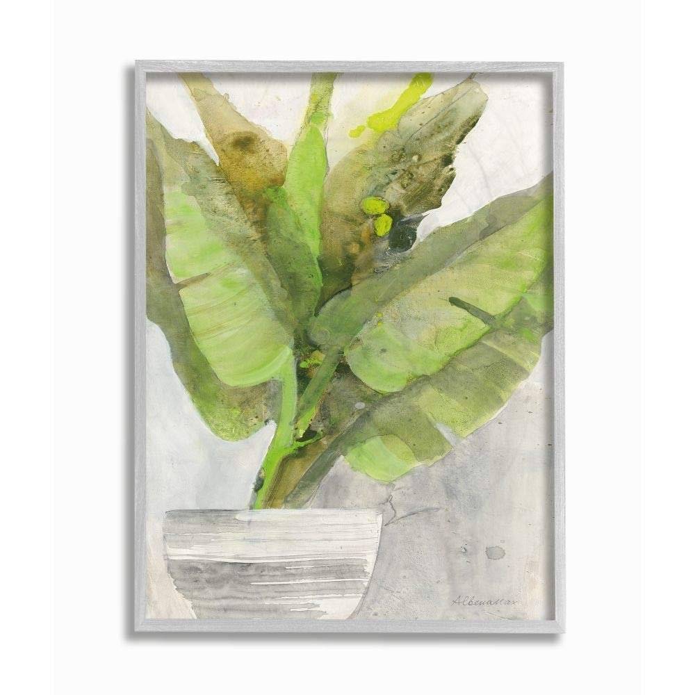 Stupell Industries Large Green Leaf Plant Home Indoor Watercolor