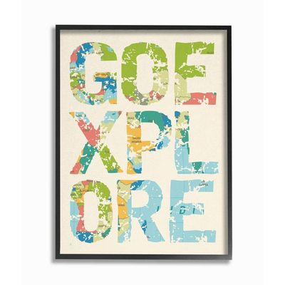 Stupell Industries Go Explore Map Text Country Adventure Word Design