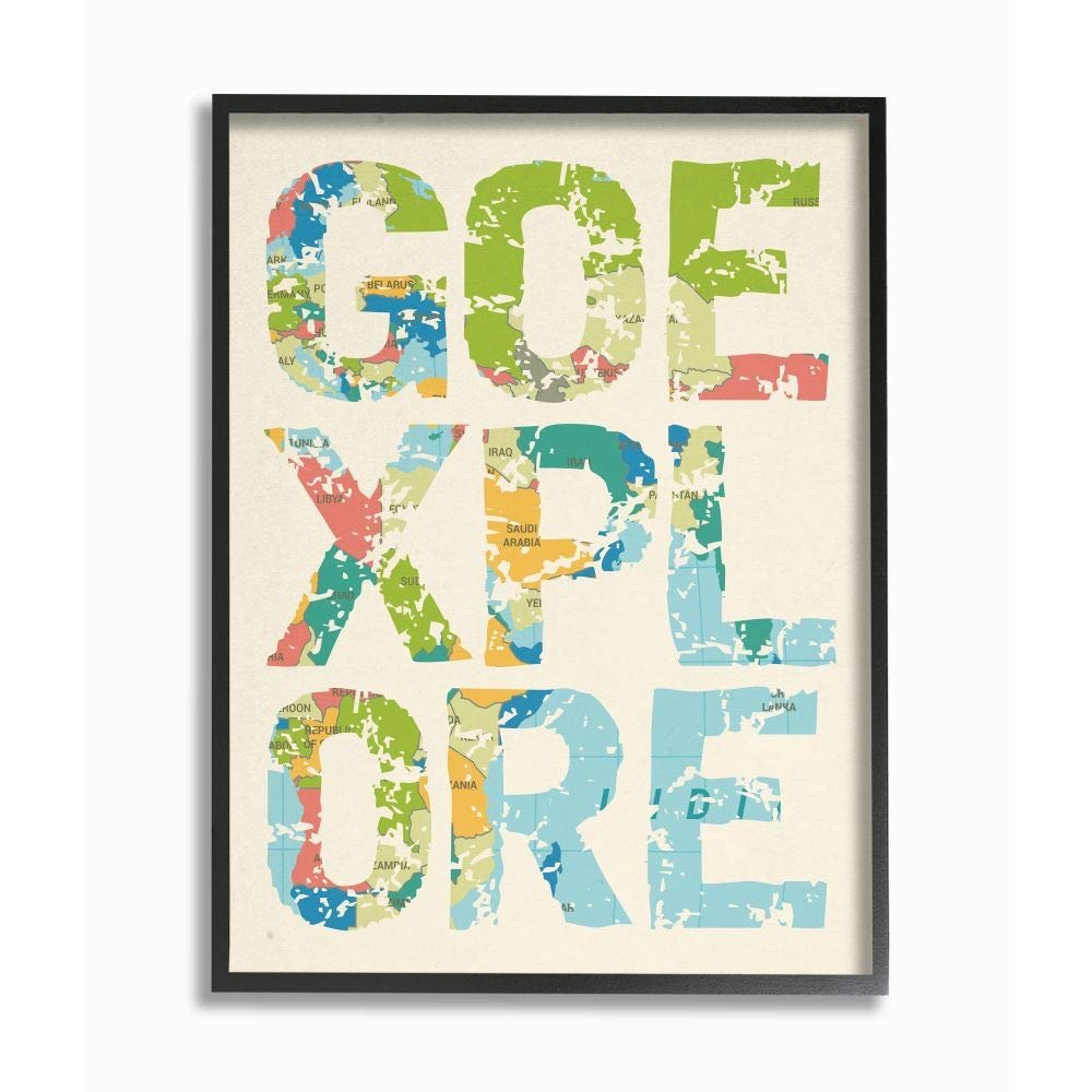 Stupell Industries Go Explore Map Text Country Adventure Word Design