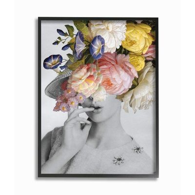 Stupell Industries Vintage Female Portrait Floral Spring Bloom Collage